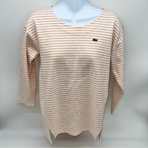 Lacoste Cream and Red Striped Top